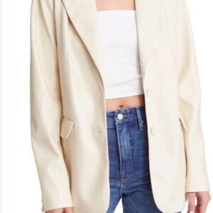 Good American 2 " Better than Leather " Oversized blazer in a cream NWT